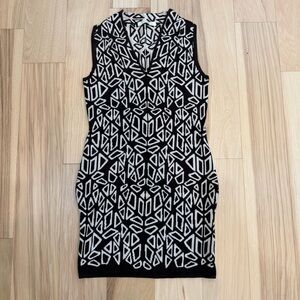 Brown and tan Zara geometric print dress sz M knit stretch #geometricprint